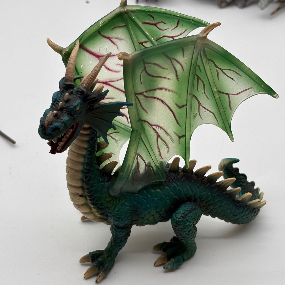 Schleich 2005 Green Dragon Fantasy Figure Translucent Wings Mythical Creature